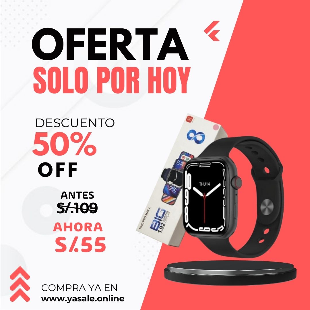 LLEVATE EL 2DO PRODUCTO CON EL 50% DE DESCUENTO EL SMART WATCH T900 PRO MAX SERIE 8