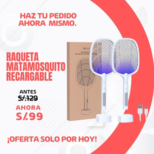 RAQUETA MATAMOSQUITO RECARGABLE